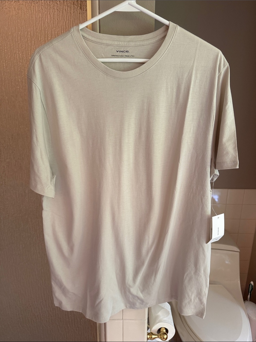 Vince Short-Sleeve Crew Tee in Pale Beige